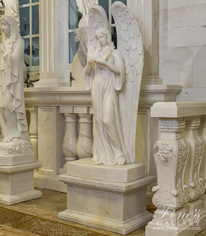 Marble Memorials  - Angel With Dove Memorial - MEM-491